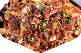 Loaded fries with bacon and cheese sauce