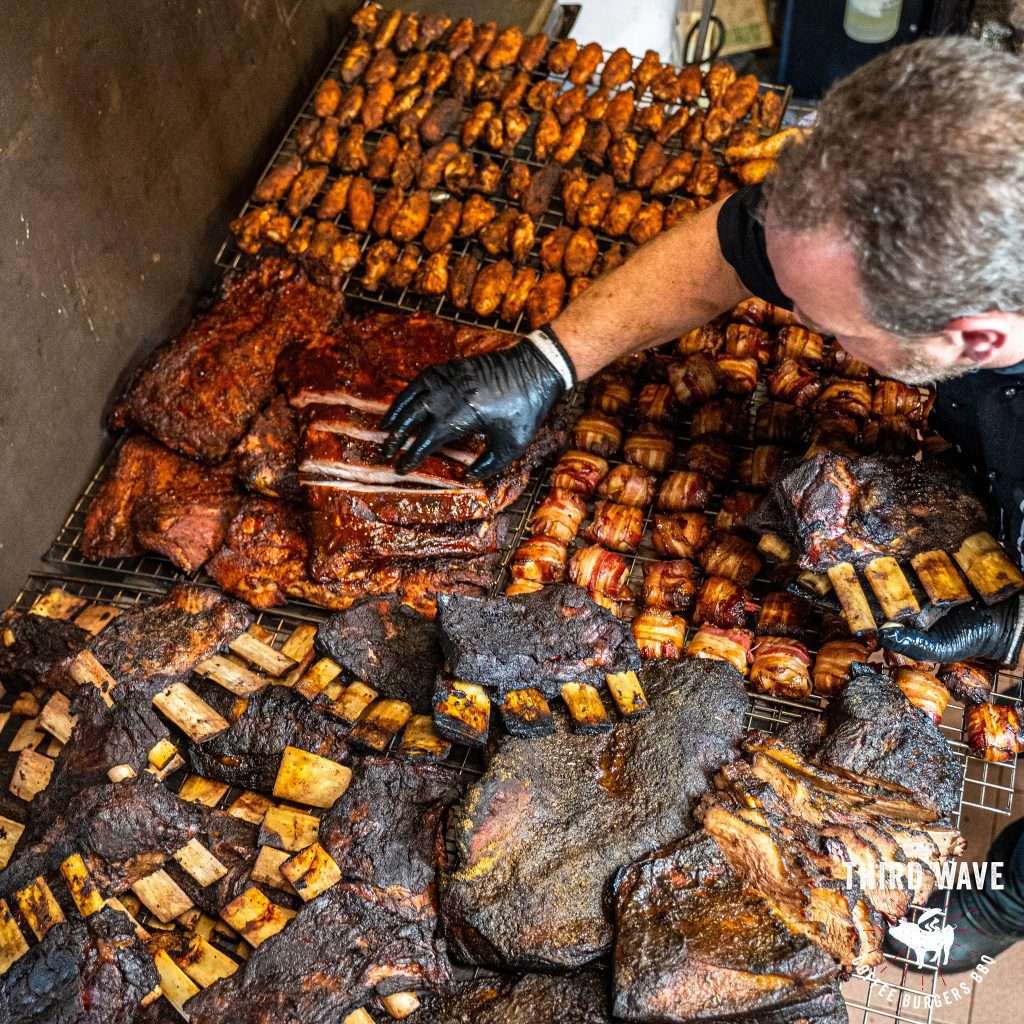 All You Can Eat spread of ribs, wings and pulled pork at Third Wave BBQ