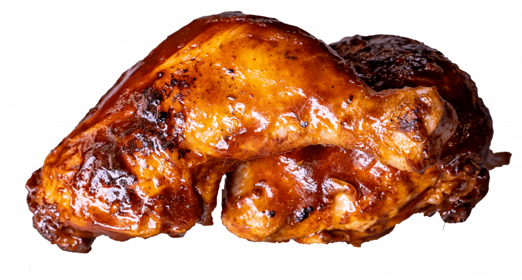 Glazed BBQ chicken leg quarter