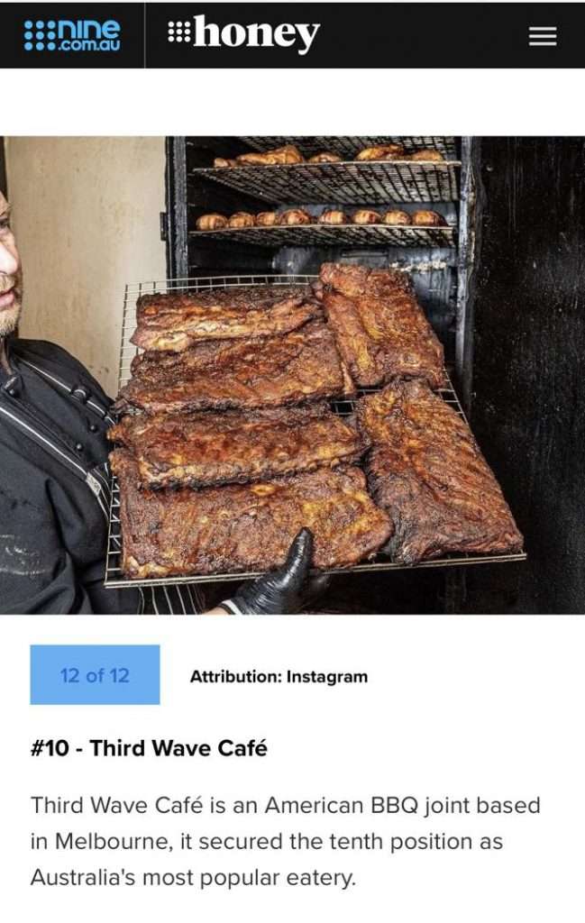 Nine.com.au Honey article ranking Third Wave Cafe number 10 eatery