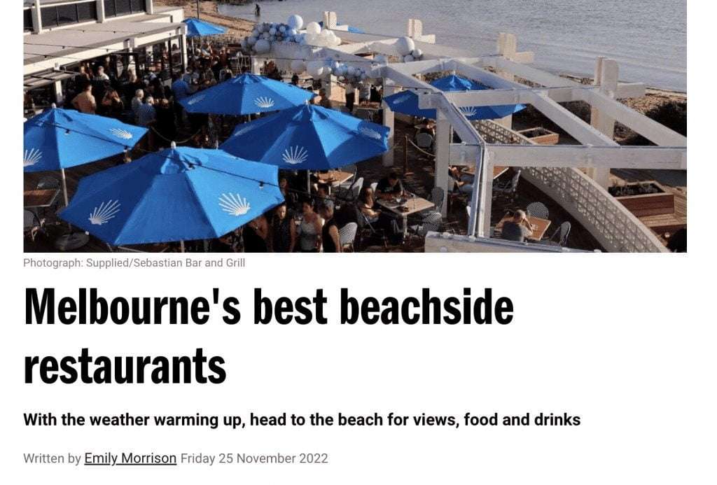 Screenshot of a 'Melbourne's best beachside restaurants' article