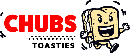 Chubs Toasties logo with a toastie mascot character