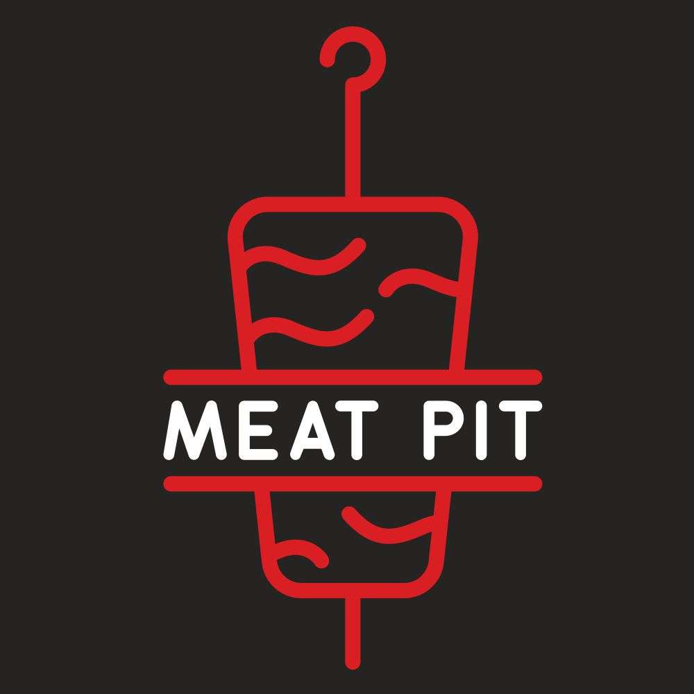 Meat Pit logo with a kebab skewer icon