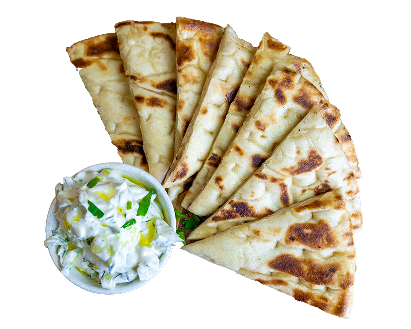 Toasted pita wedges served with a herbed dip