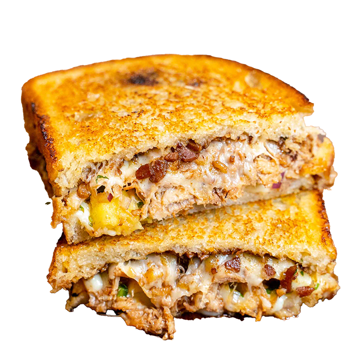 Maui Melter toastie with pulled meat and melted cheese