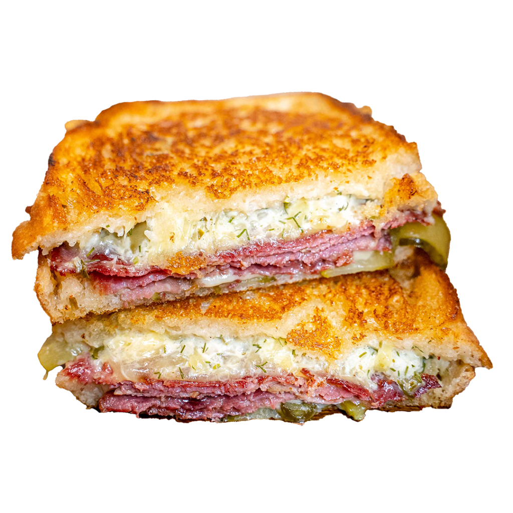 Reuben Revolution toastie with pastrami and pickles