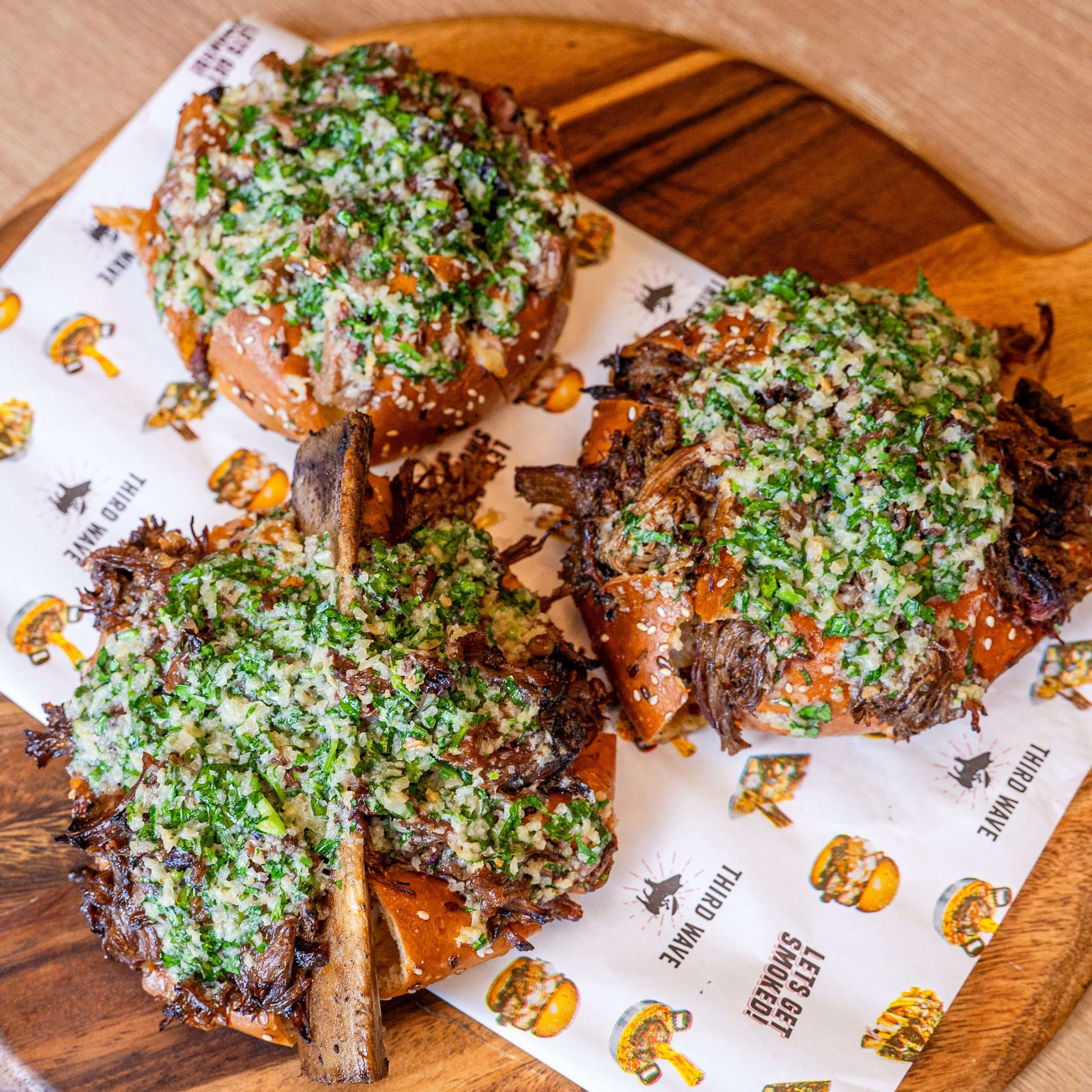 Garlic Beef BBQ Bombs with a herb and garlic topping