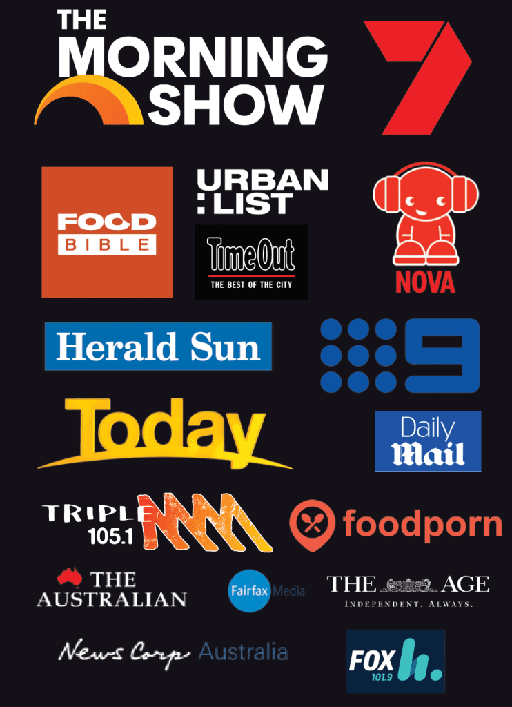 Logos of press and media outlets that have featured Third Wave BBQ