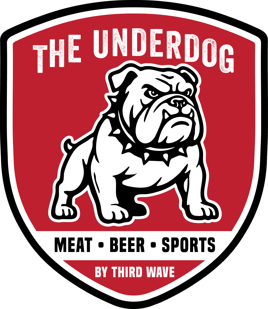 The Underdog logo with a bulldog mascot, by Third Wave BBQ