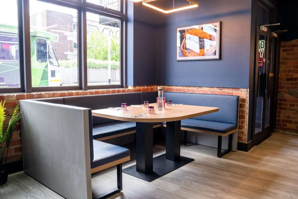 Window booth seating at Third Wave BBQ Hawthorn East