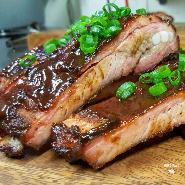 Slow-smoked pork ribs