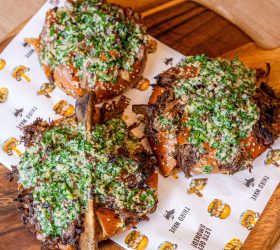 Garlic Beef BBQ Bombs with a herb and garlic topping
