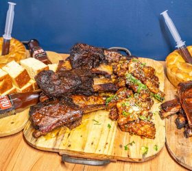 Father's Day Gift Pack with ribs, cornbread and sauce bottles