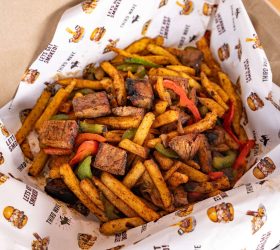 Third Wave BBQ spice bag with crispy fries, peppers and meat